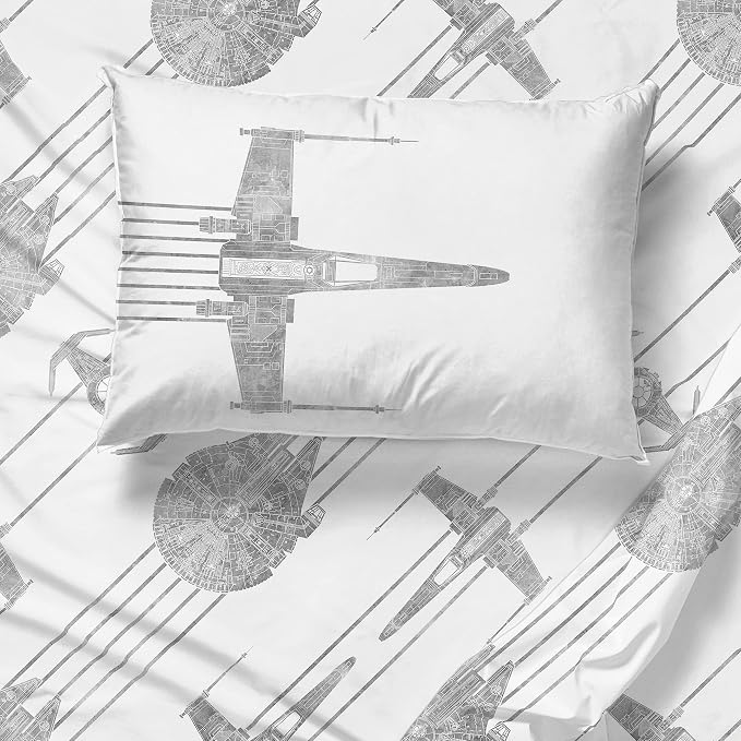 Jay Franco Kids Sheet Set with Fitted, Flat Sheets & Pillow Cover - Ultra-Soft Bedding with Pillowcase for Room Decor, White - Star Wars, 3 Piece Twin - Image 7