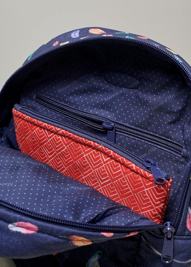 Maison d' Hermine Backpack for Women Men Cotton Shoulder Multipurpose Rucksack with Small Pouch Lightweight Multi Pocket Bag for Travel Work Perfect for Spring Summer (Birdies on Wire - Navy) - Image 8