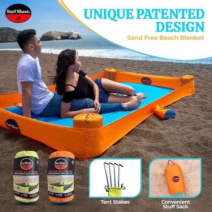 Sandproof Beach Blanket - Oversize Large Outdoor Picnic Blanket for Beaches & Camping - Portable Family Beach Blanket Waterproof Sandproof for Parks, Travel, Vacation Essentials (Yellow) - Image 2