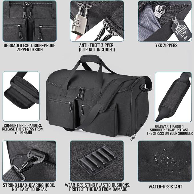 HILOMON Convertible Duffle Bags for Travel Carry On Suit Duffle Bags with Shoulder Strap 2 in 1 Hanging Garment Duffle Bag for Men Women (Black Mesh Storage) - Image 5
