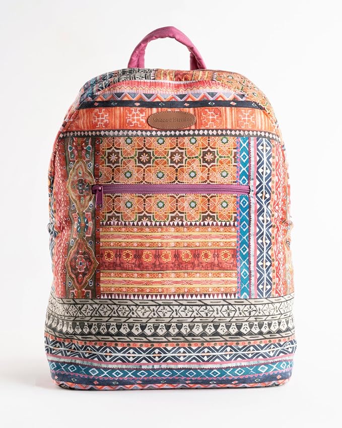 Maison d' Hermine Backpack for Women Men Cotton Shoulder Multipurpose Rucksack with Small Pouch Lightweight Multi Pocket Bag for Travel Work Beach Perfect for Spring Summer (Ispahan) - Image 9