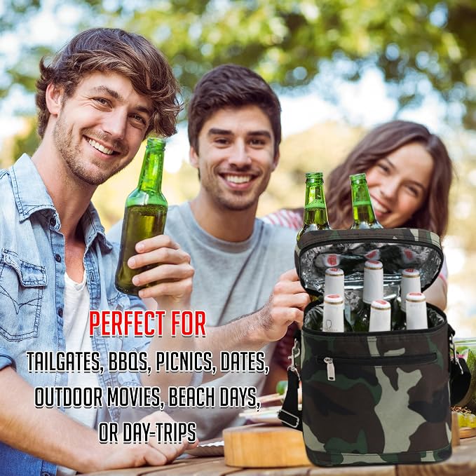 Primeware 6 Pack Bottle Beer Bag Extra Thick Insulation Keeps Drinks Cold Multi-Use for Water, Beer, Coffee or Any Other Beverage, BYOB & Barbecues (Olive) - Image 5
