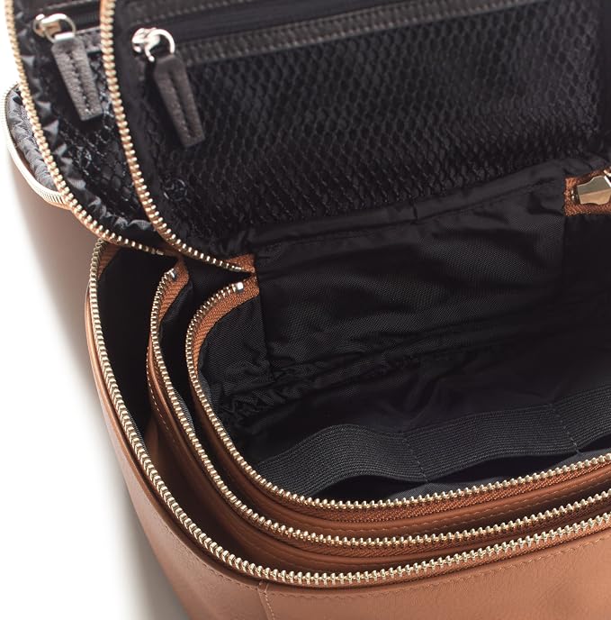 Leatherology Cognac Nested Travel Organizer Trio – 3-Piece Leather Packing Set with Mesh Pocket, Elastic Loops & Water-Resistant Lining – Compact Storage for Tech, Toiletries & Travel Essentials - Image 2
