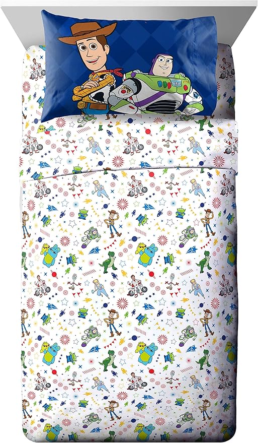 Jay Franco Disney Toy Story Kids Twin Sheet Set 3 Piece - Super Soft Microfiber Bedding, Reversible, Deep Pocket, Breathable, Machine Washable, Woody Buzz Lightyear (Official Disney Product) by JayFranco