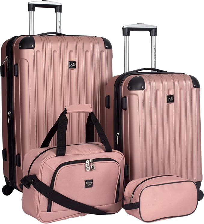 Travelers Club Midtown Hardside 4-Piece Luggage Travel Set, Rose Gold by TravelersClub