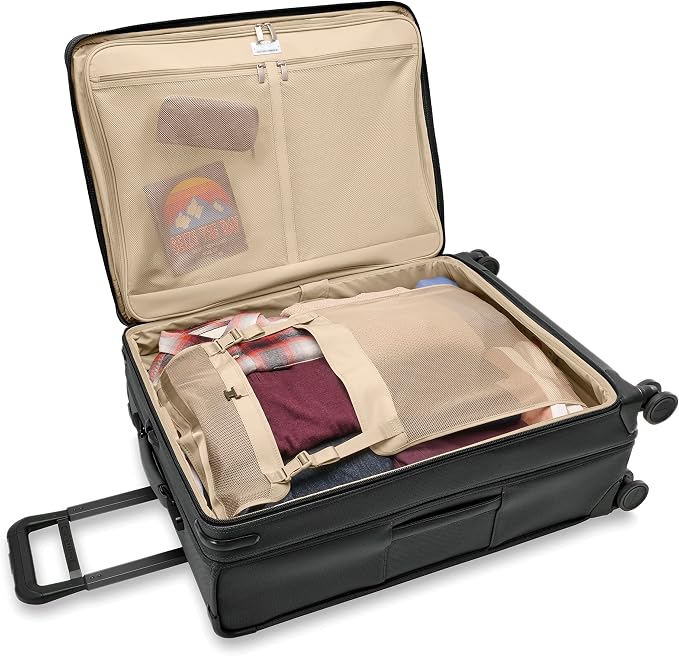 Briggs & Riley 29" Large Expandable Spinner - Checked Luggage for Travel, Suitcases with Wheels, Softside Rolling Bag for Men & Women, Self-Repairing Zipper - Baseline Collection, Black - Image 14