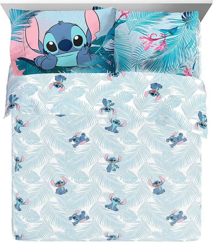 Disney Lilo and Stitch Queen Comforter Set 7 Piece Kids Bedding, Pink | Bed in a Bag, Comforter Sheets Shams Pillowcases, Official Brand, Soft Microfiber, Machine Washable, Girls Gift - Image 3