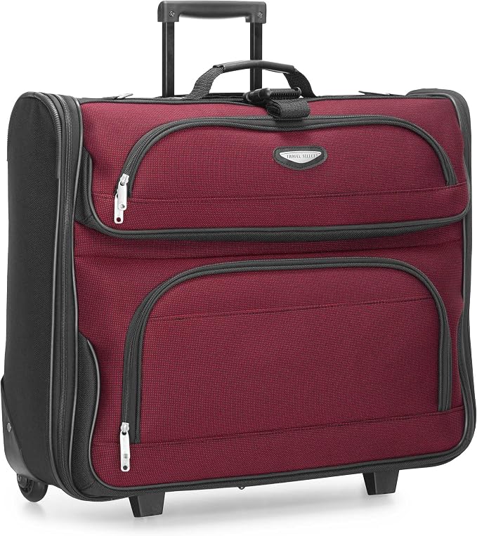 Travel Select Amsterdam Business Rolling Garment Bag, Softside Expandable Rolling 2-Wheeled Suit Carrier, Red, One Size by Travel+Select