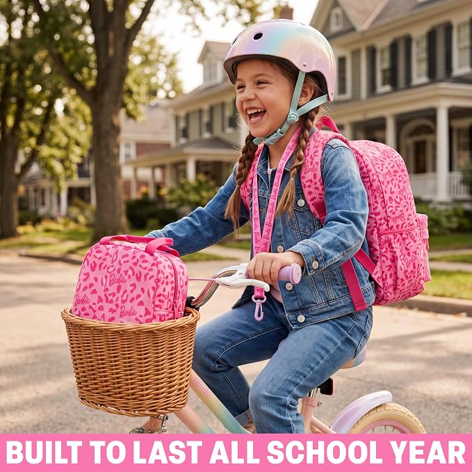 Get Trend Barbie Girls Corduroy Backpack 4 Piece Set | 17 inch Bookbag with Laptop Pocket, Insulated Lunch Bag, Pencil Case & Lanyard, Back to School Gifts for Girls - Image 5