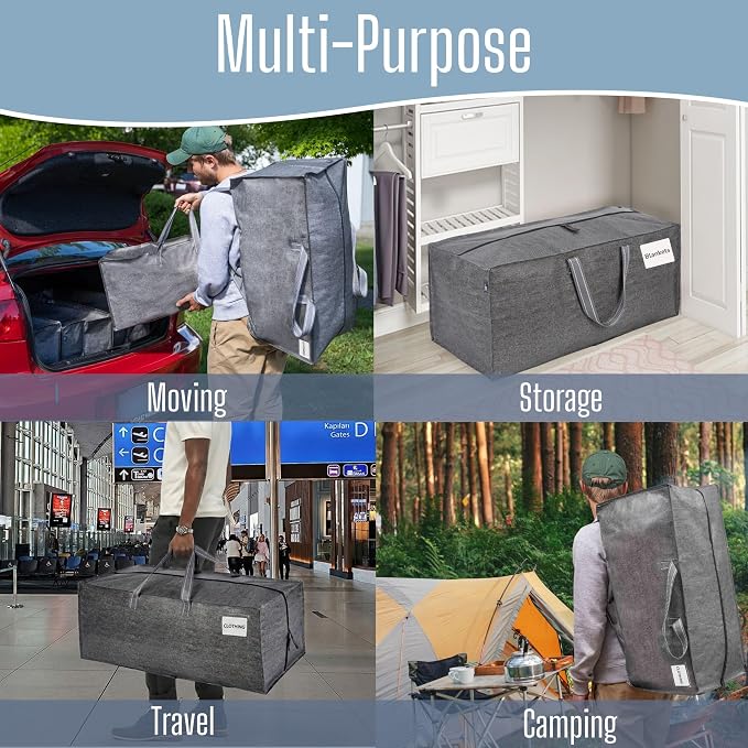 VENO 4 Pack Heavy Duty Moving Bags with Backpack Straps, Zippers & Handles, Extra Large Packing Bags for College Dorm Essentials, Moving Supplies Alternative to Cardboard Moving Boxes - Image 7