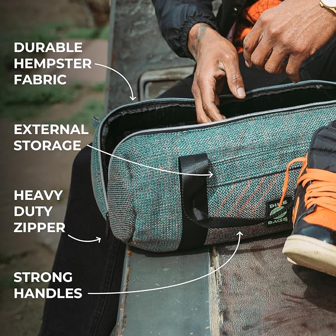 Dime Bags Padded Duffle Tube, Hemp Gear Bag with Heavy Padding for Glass, Electronics, Travel & Storage, With Exterior/Interior Pockets & Durable Handles (Forest, 10 Inch) - Image 4
