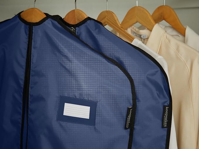 Covermates Keepsakes Garment Bag Set for Closet Storage and Travel – Breathable Suit and Dress Bags with ID Window and Carrying Handles – Heavy-Duty Hanging Wardrobe Protection Set, Blue - Image 7