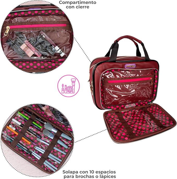 Nicole Lee Cosmetic Makeup Bag for Women - Multi Organization Toiletry Travel Bag with 5 Compartments (Sara is Soft but Strong) - Image 3