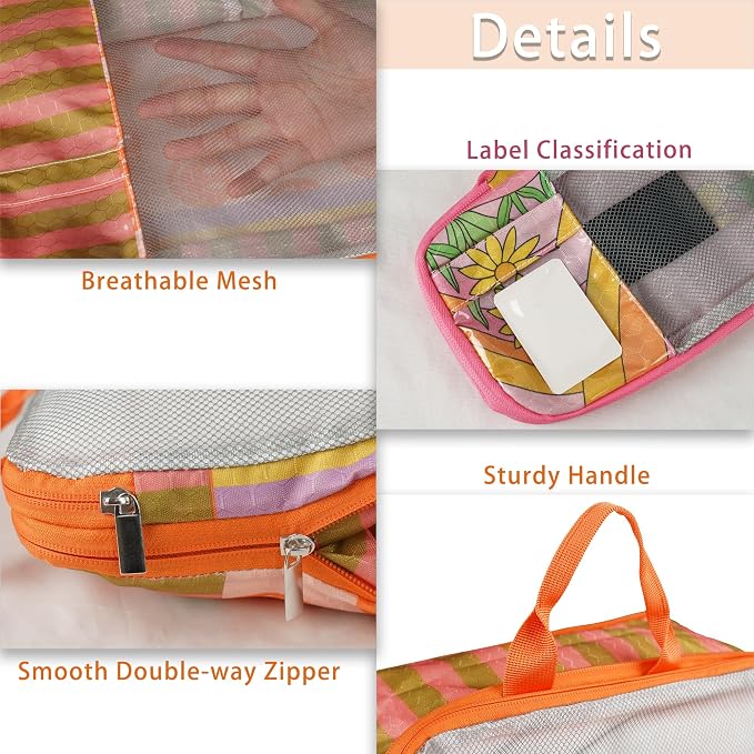 7 Pcs Compression Packing Cubes for Travel Luggage, Lightweight Suitcase Organizer Bags Set, Compression Packaging Cube for Travel Essentials, Packing Cubes for Carry on Suitcase - Image 4