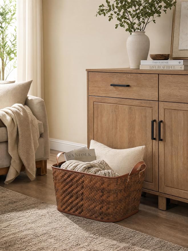 BROWNLILY Oversized Storage Baskets Laundry Hampers with Structured Frame & Supported Bottom, Extra Large Closet Bins for Shelves Blankets Car Bedroom Bathroom Organizers (Pack of 4, Brown) - Image 7