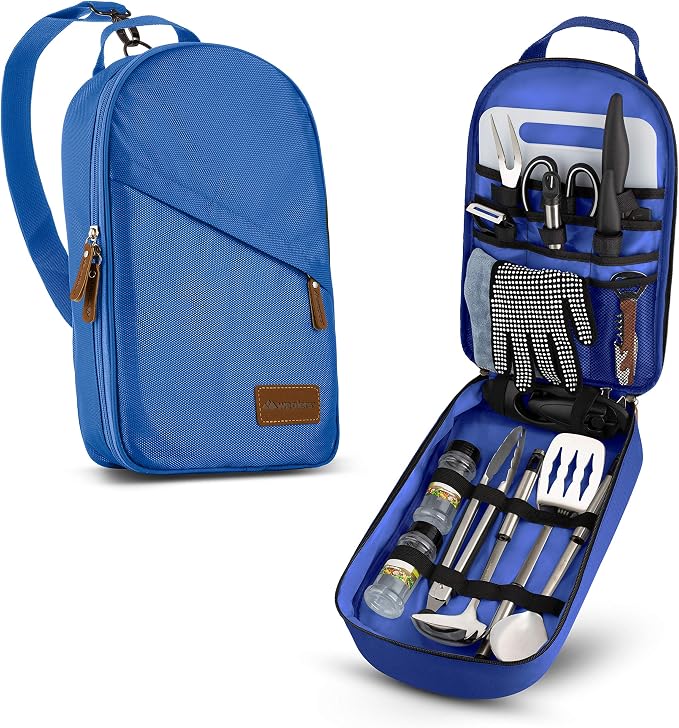 Wealers Camp Kitchen Cooking Utensil Set Travel Organizer Grill Accessories Portable Compact Gear for Backpacking BBQ Camping Hiking Travel Cookware Kit Water Resistant Case by Wealers