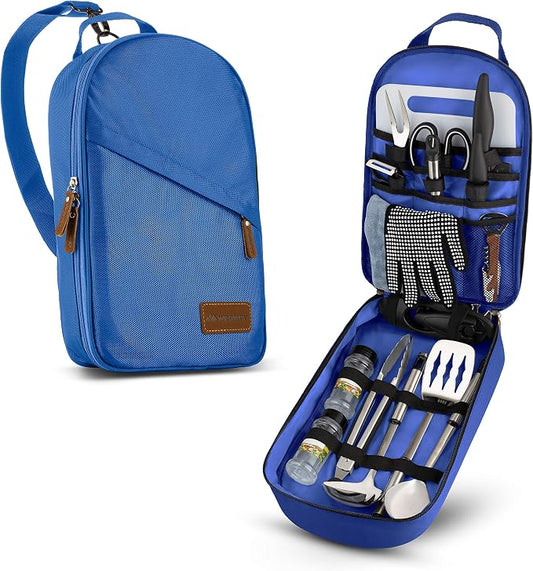 Wealers Camp Kitchen Cooking Utensil Set Travel Organizer Grill Accessories Portable Compact Gear for Backpacking BBQ Camping Hiking Travel Cookware Kit Water Resistant Case by Wealers