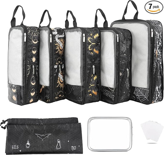 7 Pcs Compression Packing Cubes for Travel Luggage, Lightweight Suitcase Organizer Bags Set, Compression Packaging Cube for Travel Essentials, Packing Cubes for Carry on Suitcase by Xmzsdz