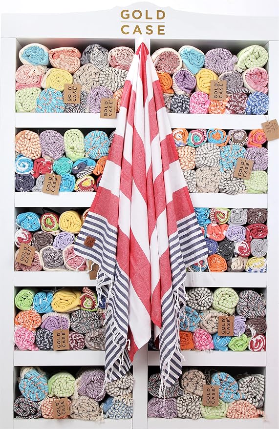 Gold CASE Turkish Beach Towel Set of 6 – 100% Cotton Large Bath Towels 70 x 38'' – LYCIA Oversized, Quick Dry & Sand Free Beach Towel – Lightweight Turkish Towels Set - Multicolor-2 - Image 9