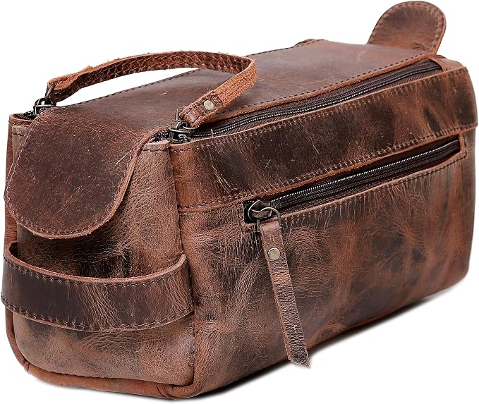 cuero Genuine Buffalo Leather Unisex Toiletry Bag Travel Leather Dopp Kit Made With High Class Buffalo Leather by cuero