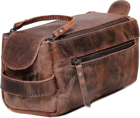 cuero Genuine Buffalo Leather Unisex Toiletry Bag Travel Leather Dopp Kit Made With High Class Buffalo Leather by cuero