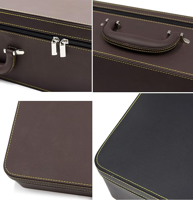 Jewelry Trays stacks Carriable with Handle Zipper Box Organizer Faux-Leather Accessory Case Storage(L6 Layers) - Image 5