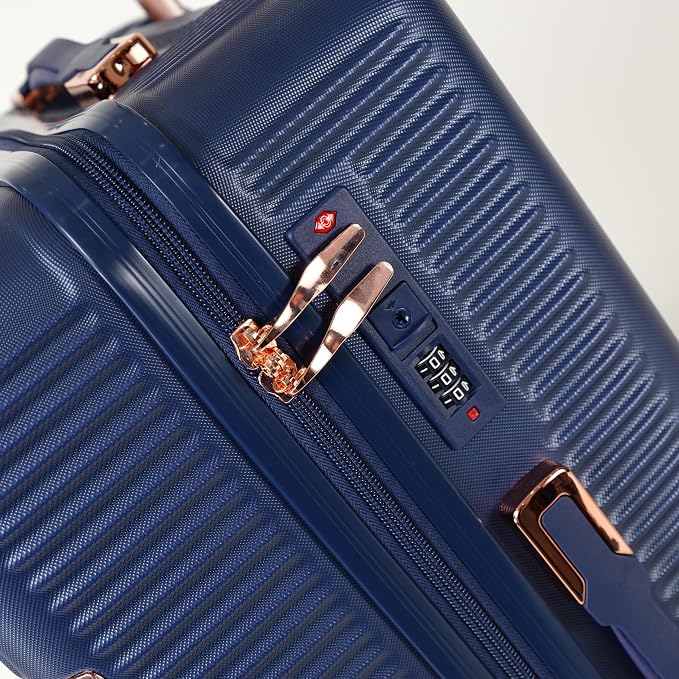 Merax Luggage Sets 4 Piece with Cosmetic Case TSA Lock, Hardside ABS Carry On Suitcase with YKK Zippers Lightweight Rolling Travel Luggage Sets with Spinner Wheels,14+20+24+28 IN,Blue - Image 3