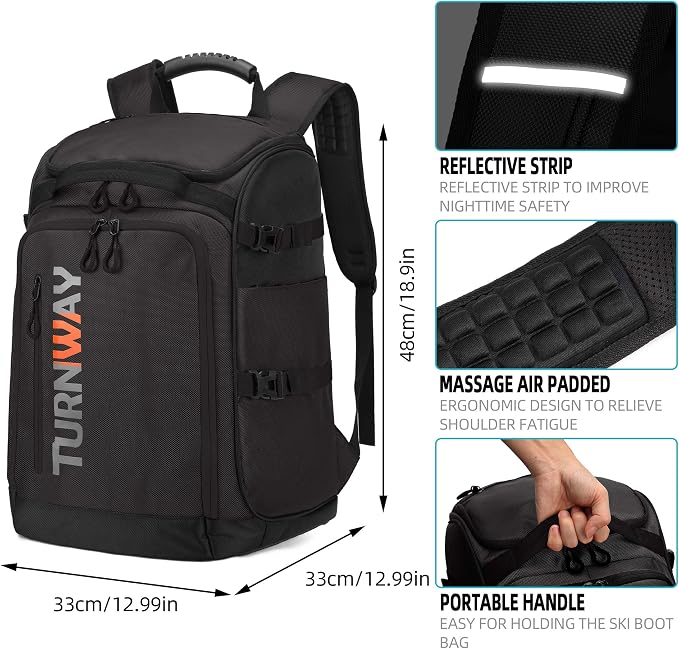 TurnWay Ski/Snowboard Boot Backpack/Ski Boot Backpack | Excellent for Store All Gear | Travel with Waterproof Exterior, Reflective Strip for Men, Women and Youth - Image 2