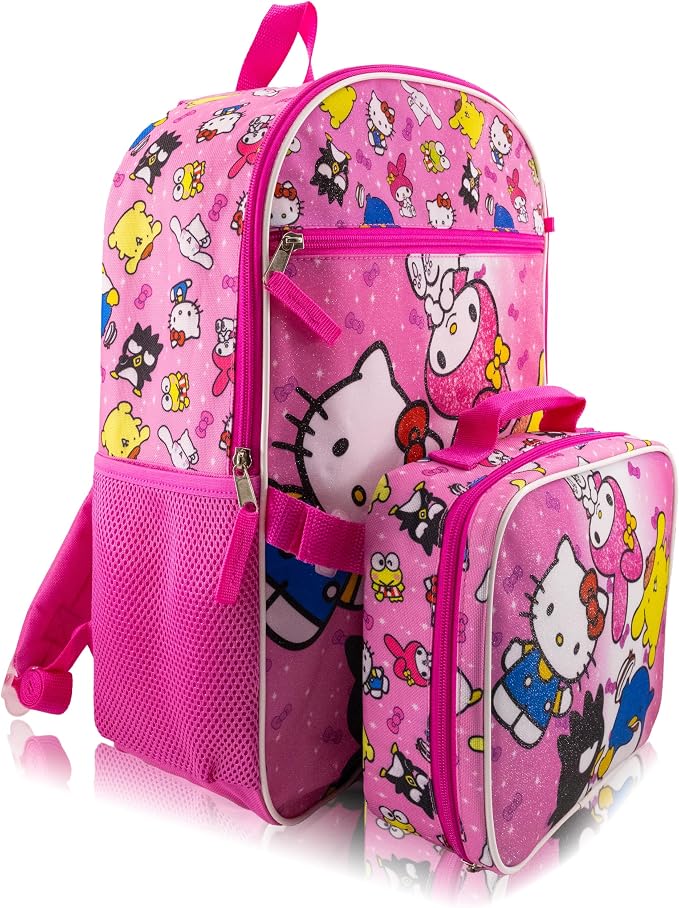 Sanrio Hello Kitty Backpack With Lunch Box for Kids | Insulated Lunch Bag Lunch Box for Girls, Boys, Toddlers | Backpack for School and Reusable Lunchbox with Matching Headphones and Water Bottle - Image 2