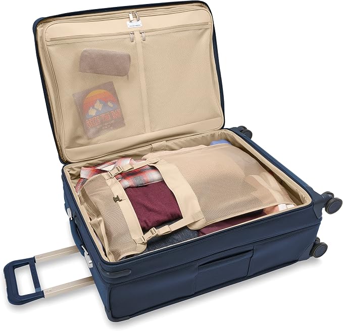 Briggs & Riley 29" Large Expandable Spinner - Checked Luggage for Travel, Suitcases with Wheels, Softside Rolling Bag for Men & Women, Self-Repairing Zipper - Baseline Collection, Navy - Image 12