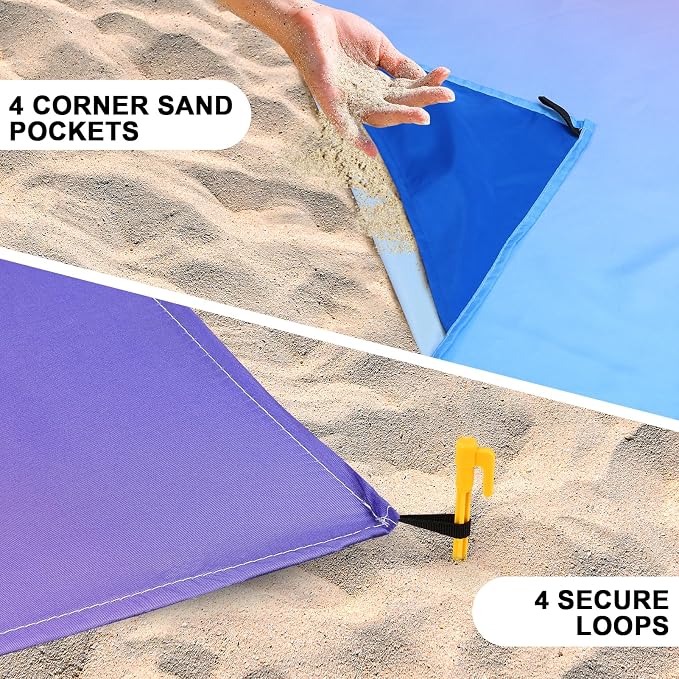 AISPARKY Beach Blanket Waterproof Sandproof Extra Large, Oversized Beach Mat, Quick Drying&Compact&Lightweight, Picnic Blankets Vacation Essentials for Outdoor Beach Camping (79" X 108" (6 Person)) - Image 3