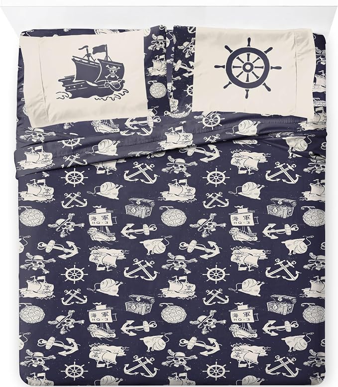 Jay Franco Kids Sheet Set with Fitted, Flat Sheets & Pillow Cover - Ultra-Soft Bedding with Pillowcase for Room Decor, Blue - One Piece, 4 Piece Queen by JayFranco