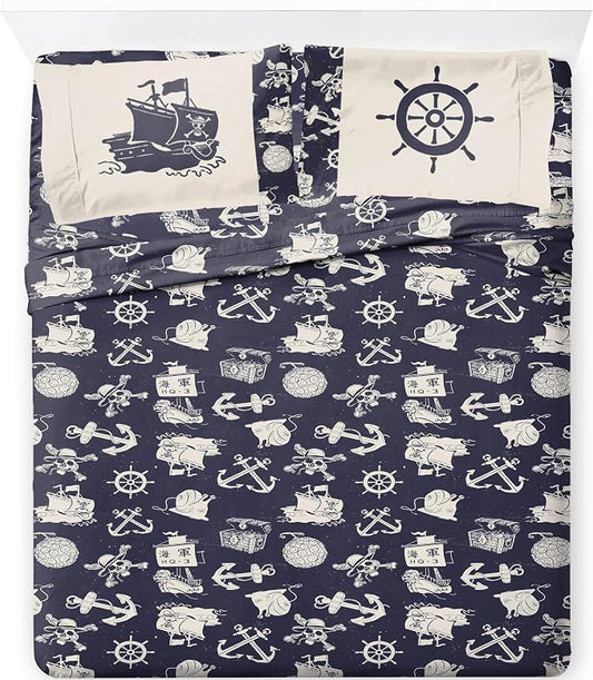 Jay Franco Kids Sheet Set with Fitted, Flat Sheets & Pillow Cover - Ultra-Soft Bedding with Pillowcase for Room Decor, Blue - One Piece, 4 Piece Queen by JayFranco