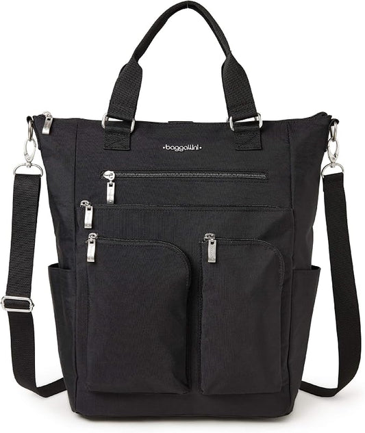 Baggallini All Set 3 in 1 Tote Backpack - 15"x10.5" Lightweight Travel Bag w/RFID Phone Wristlet by baggallini