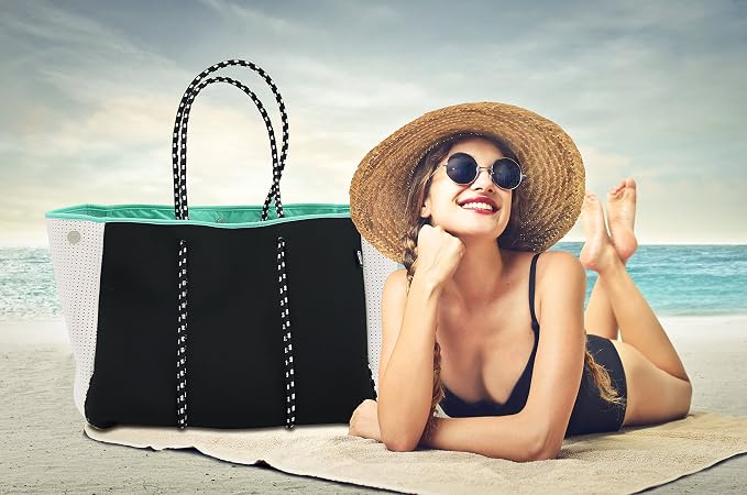 QOGiR Neoprene Multipurpose Beach Bag Tote with Inner Zipper Pocket … … … … - Image 2
