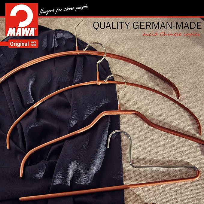 Mawa by Reston Lloyd, Euro Ultra-Thin Series, Non-Slip Space Saving Clothes Hanger, Style 40/PT for T-Shirts, Blouse, & Sun Dresses, Set of 20, Copper - Image 2