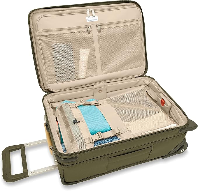 Briggs & Riley Essential 22" 2-Wheel Expandable Carry On - Luggage for Travel, Suitcases with Wheels, Softside Rolling Bag for Men & Women, Self-Repairing Zipper - Baseline Collection, Olive - Image 13