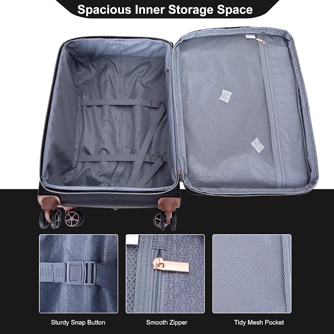 Travelhouse 4-Piece Softside Luggage Set with Spinner Wheels | Lightweight expandable suitcases: 16" underseat duffel bag + 20" carry-on + 24" + 28" checked - Image 8