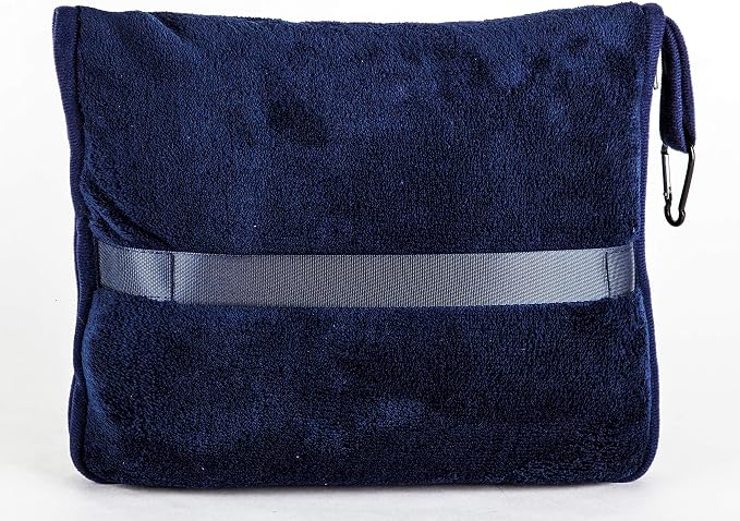 BlueHills Premium Soft Travel Blanket Pillow Airplane Compact - Navy Blue | Convertible 2 in 1 Travel Blanket to Pillow, Matching Zipper Case, Luggage Strap & Carabiner, Compact, Long Flight Essentials - Image 9