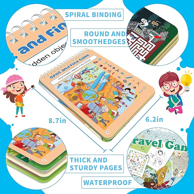 2 Pack Reusable Activity Game for Kids Ages 4-8, 8-12,Travel Games Include 56 Different Game,1-2 Players,Toy & Learning Tool for Road Trip Airplane Activity