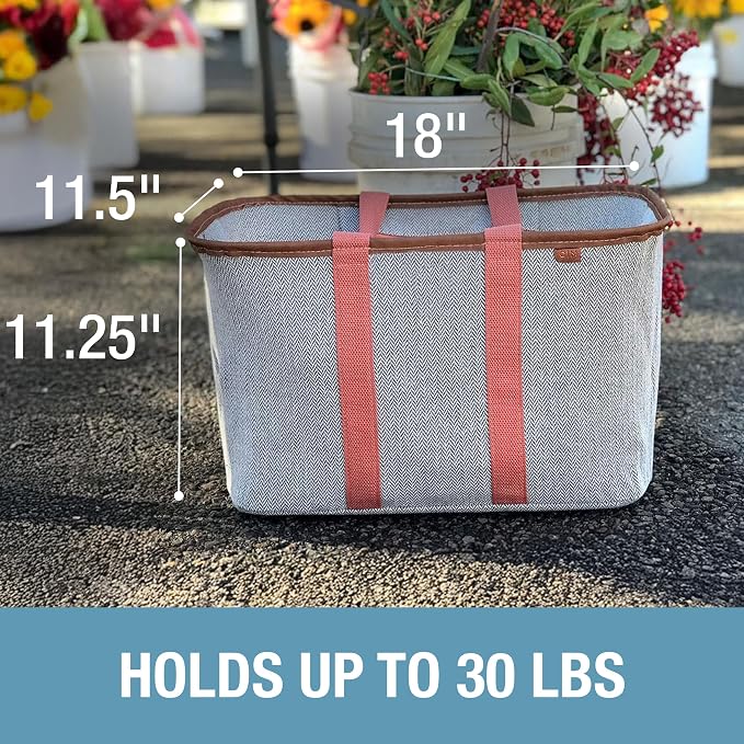 CleverMade Collapsible LUXE Tote, 30L Foldable Grocery Shopping Bag, Reusable - Image 5
