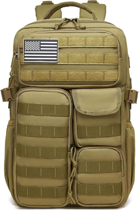 Wotony Tactical Backpack - Military waterproof backpack with multiple pockets and tactical gear for the outdoors (khaki, 30L) - Image 2