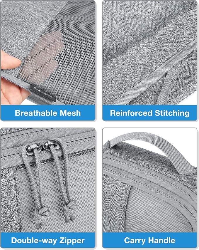 BAGSMART Compression Packing Cubes for Travel, Durable Travel Cubes for Carry-On Suitcase, 6 Set Cuise Ship Travel Essentials (1L+3M+1S+Shoe Bag), Grey | Fits 20/24/28in Carry-On Suitcases, Compressible Bags Streamline Cruise Travel Essentials, Sturdy ... - Image 5