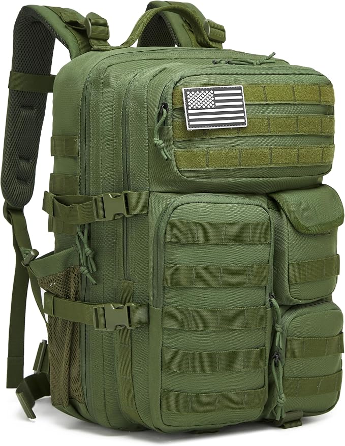Wotony Tactical Backpack - Military waterproof backpack with multiple pockets and tactical gear for the outdoors (army green, 45L) by Wotony