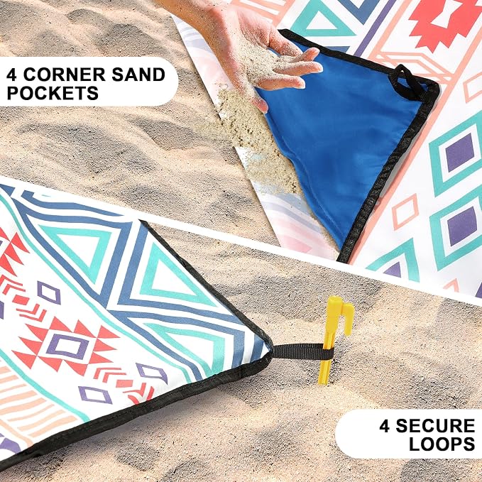 HIHOHO Beach Blanket Waterproof Sandproof Extra Large Beach Mat 79" X 83"/120"x108"for 1-8 Adults Quick Drying Durable Outdoor Picnic Mat for Beach Travel Camping Hiking - Image 3