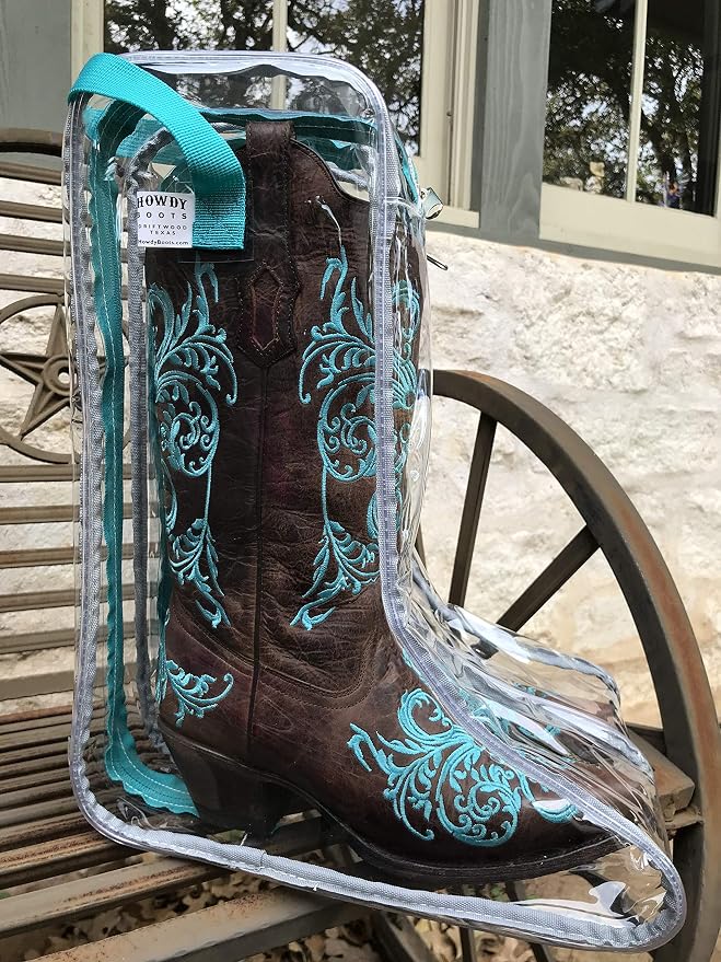 Howdy Boot Bag - clear see-thru waterproof storage bag for cowboy boots mens and womens tall riding boots travel accessories shoe organizer and closet or under bed space saver storage hanging bags. - Image 2