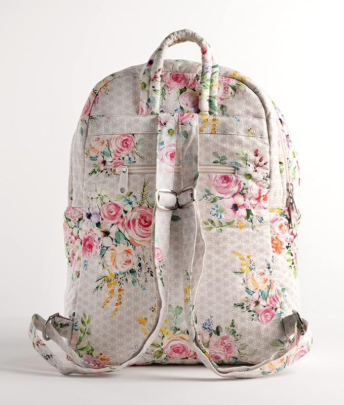 Maison d' Hermine Backpack for Women Men Cotton Shoulder Multipurpose Rucksack with Small Pouch Lightweight Multi Pocket for Travel Work Beach Perfect for Spring Summer (Sweet Rose Lavender) - Image 2