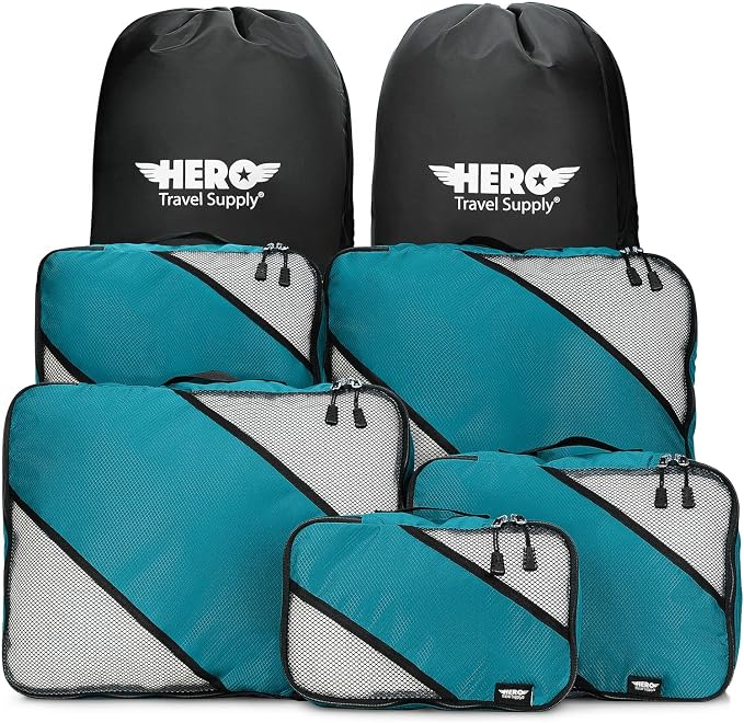 HERO Packing Cubes for Travel (Set of 5) Luggage Organizer with 2 Laundry Bags, Versatile Suitcase Organizer for Men & Women – Travel Accessories for Carry On, Airplane, Road Trip by HeroTravelSupply