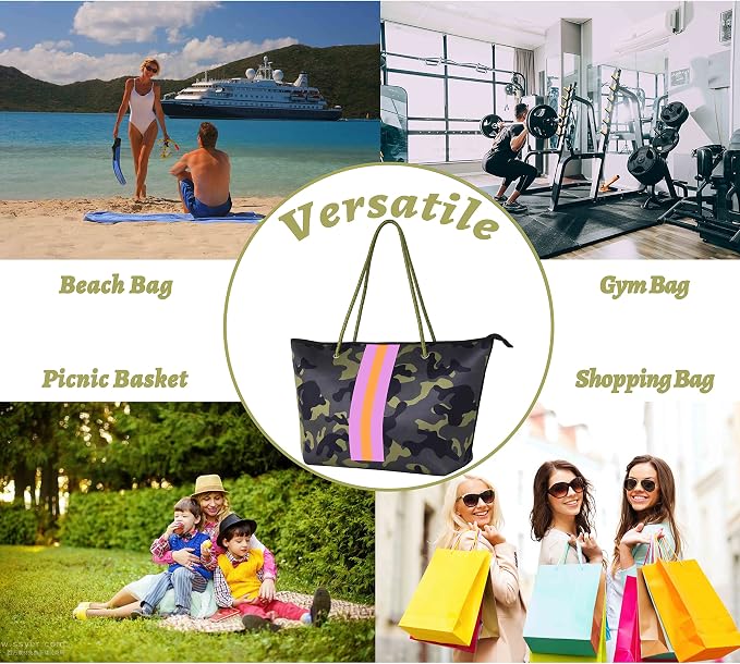 QOGiR Neoprene Multipurpose Beach Bag Tote with Inner Zipper Pocket … … … … - Image 8