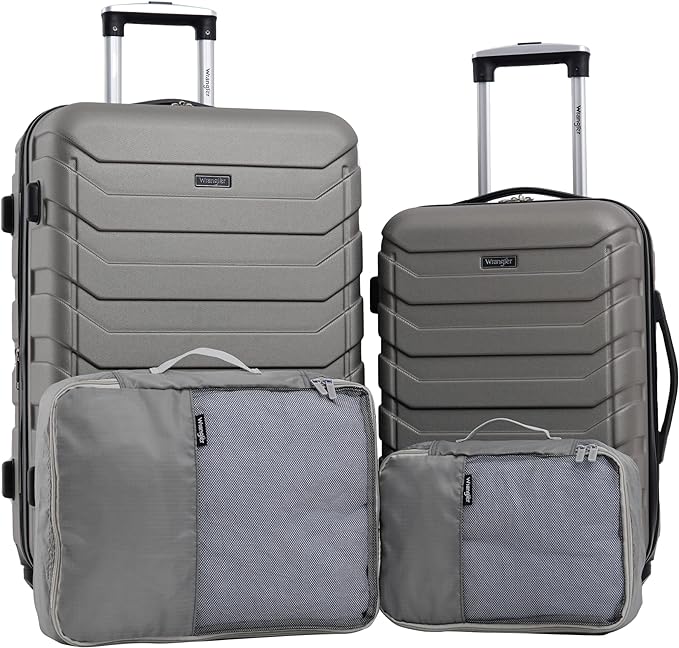 Wrangler 4 Piece Miami Luggage and Packing Cubes Set, Desert Taupe by Wrangler%C2%AE